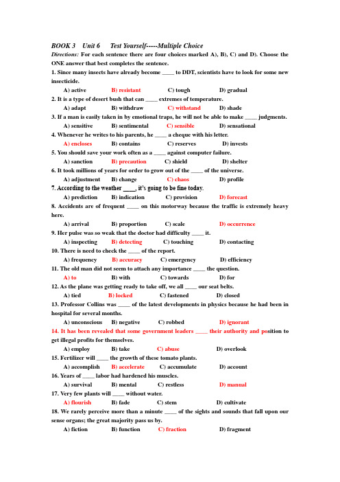 大学英语3习题  Test Yourself