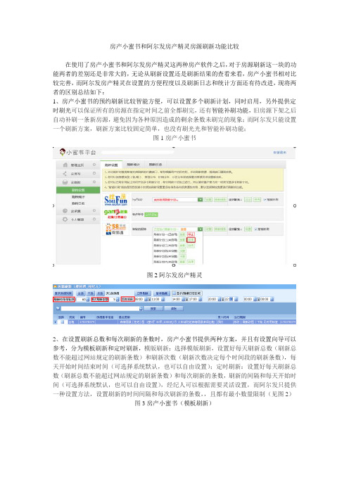 房产小蜜书和阿尔发房产精灵房源刷新功能比较