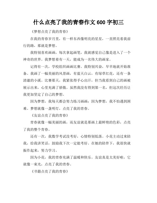 什么点亮了我的青春作文600字初三