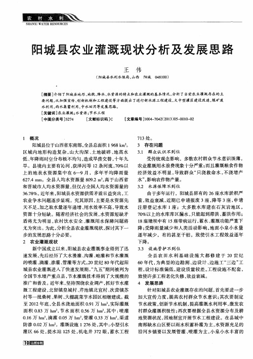 阳城县农业灌溉现状分析及发展思路