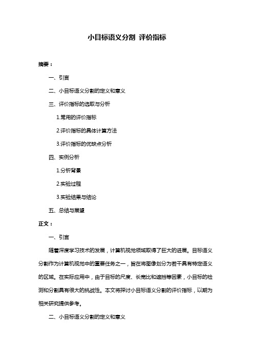 小目标语义分割 评价指标