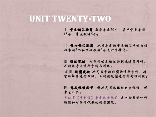 2019届新课标英语艺考生文化课冲刺课件：Unit 22 (共22张PPT)