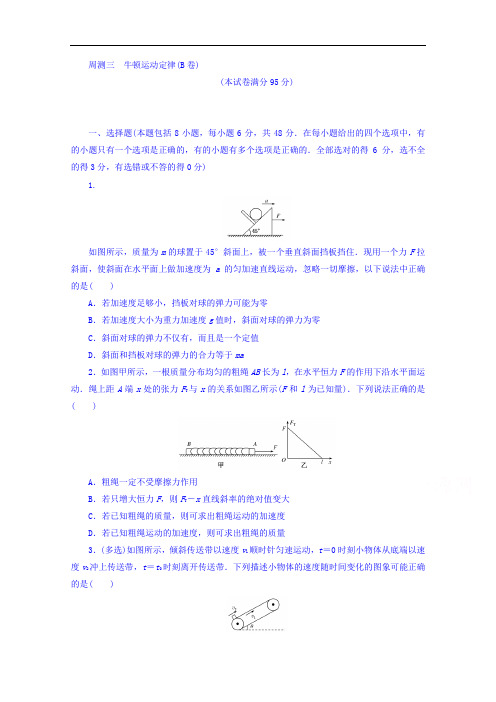 2018届高考物理第一轮总复习全程训练周测三牛顿运动定