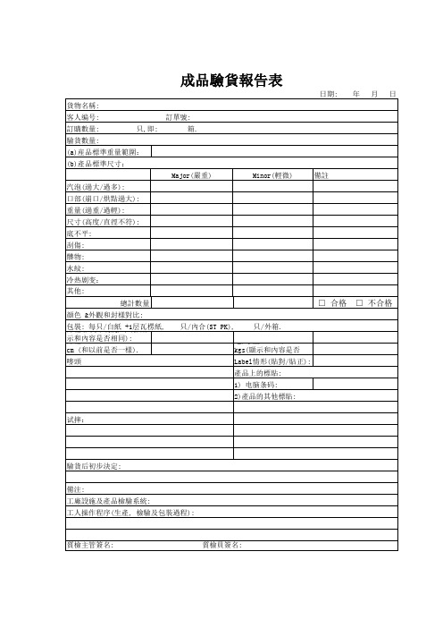 成品验货报告