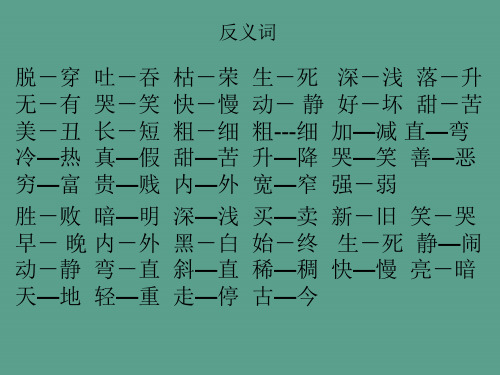 人教版二年级语文下反义词与近义词ppt课件