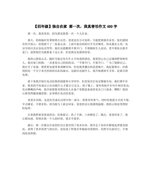 【四年级】独自在家 那一次,我真害怕作文400字