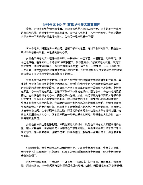 乡村作文800字_高三乡村作文五篇精选