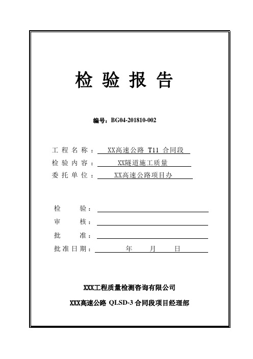 高速公路隧道质量检测报告(全面)