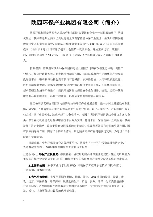陕西环保产业集团有限公司(简介)