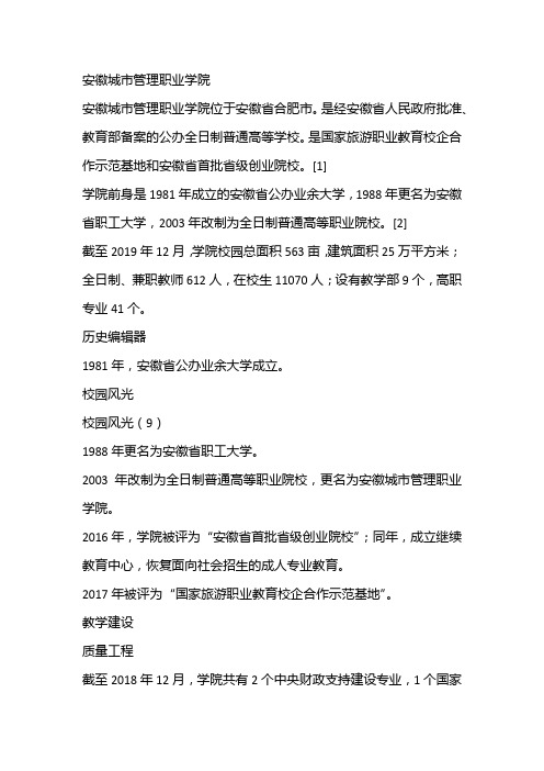 安徽城市管理职业学院