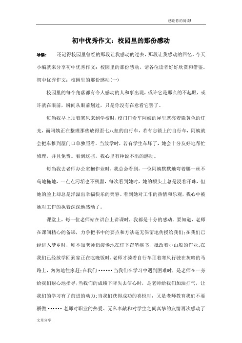 初中优秀作文：校园里的那份感动