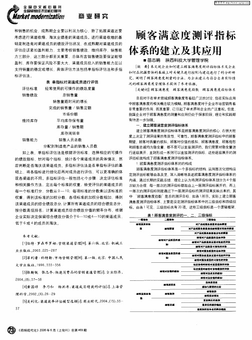 顾客满意度测评指标体系的建立及其应用