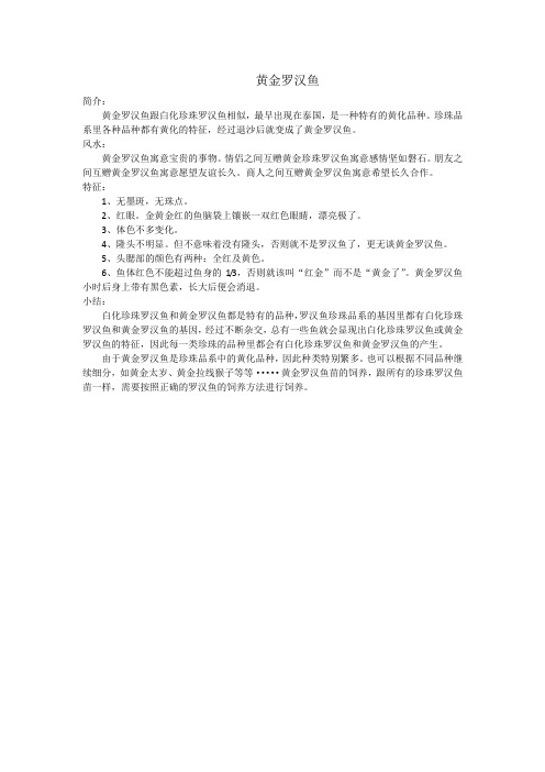 黄金罗汉鱼