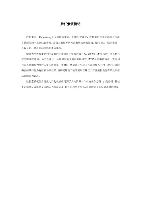 胜任素质简述