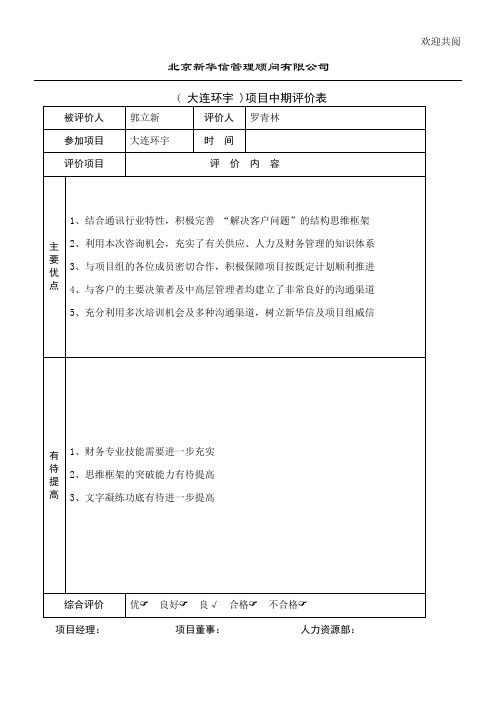 项目中期评价表