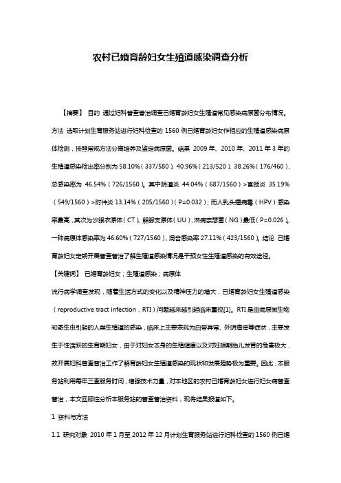 农村已婚育龄妇女生殖道感染调查分析