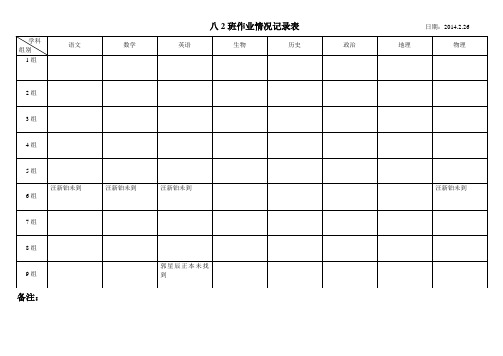 八2班作业情况记录表