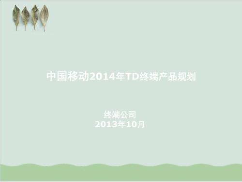 中国移动TD终端产品规划PPT课件( 42页)