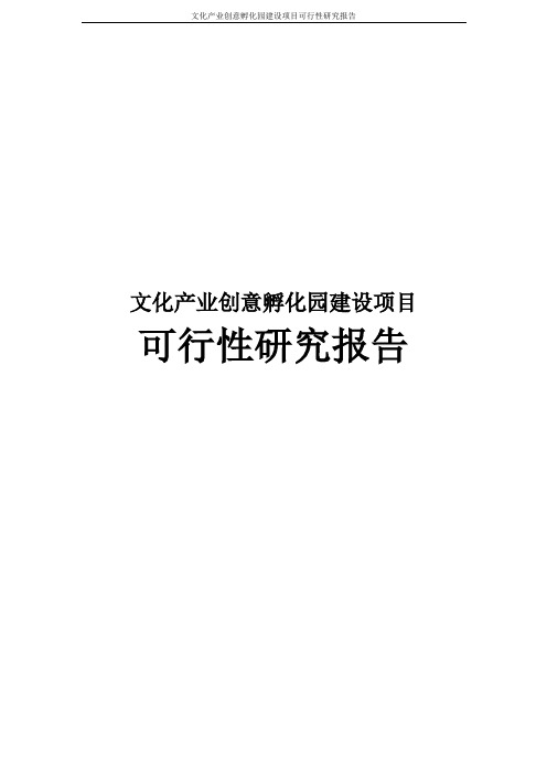 文化产业创意孵化园建设项目可行性研究报告