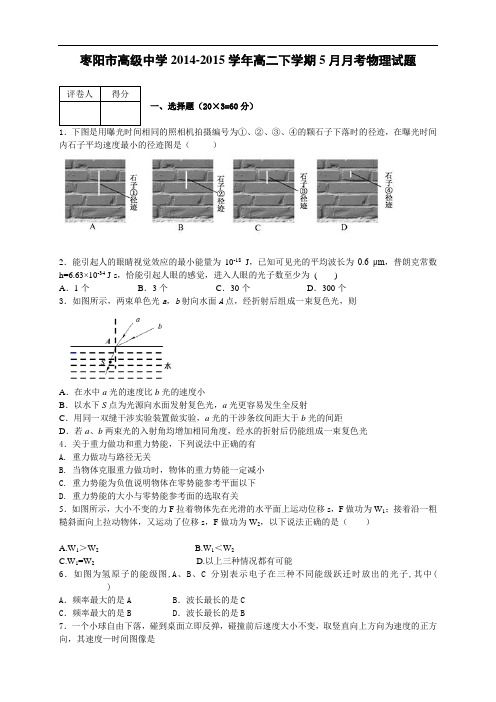 湖北省枣阳市高级中学高二5月月考试题(9科10份)湖北省