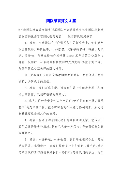 团队感言范文4篇