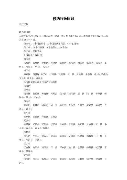 社区专干考试之陕西行政区划