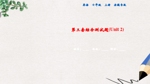 (安徽专版)2019年秋七年级英语上册 第三套综合测试卷(Unit 2)新人教 新目标版