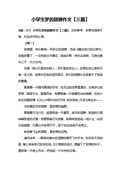 小学生梦的翅膀作文【三篇】