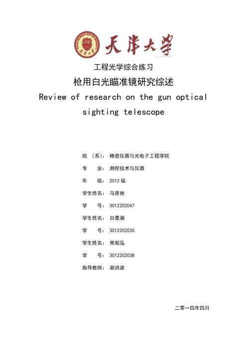 枪用白光瞄准镜研究综述