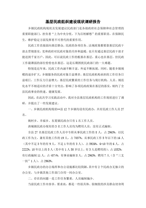 最新-基层民政组织建设现状调研报告 精品