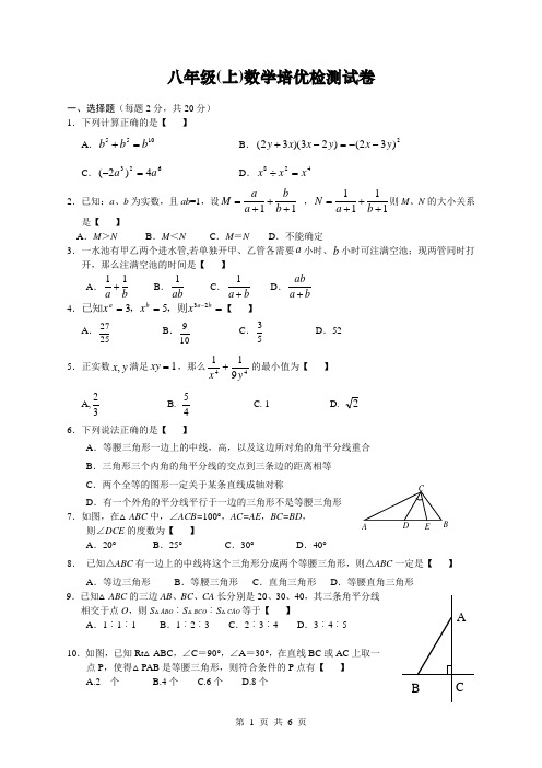 八年级(上)数学培优检测试卷
