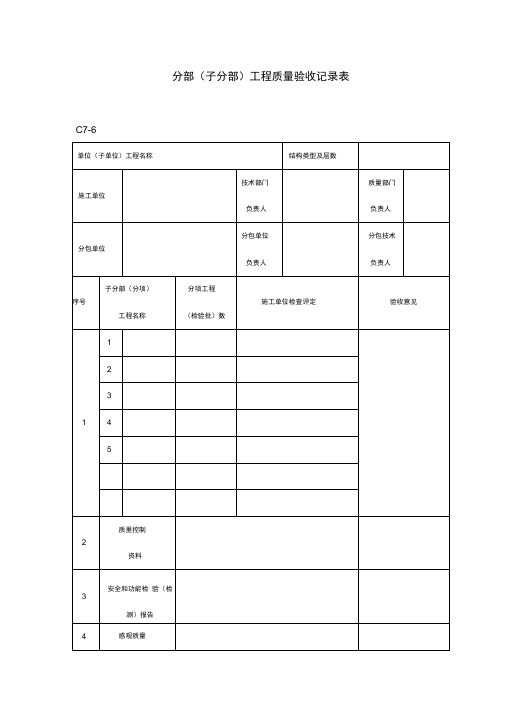 分部(子分部工程质量验收记录文稿表)