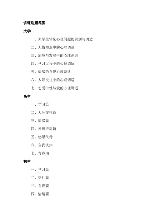 讲课选题范围