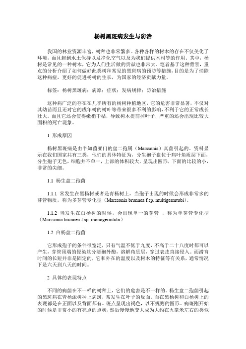 杨树黑斑病发生与防治
