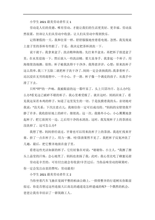 小学生最美劳动者作文