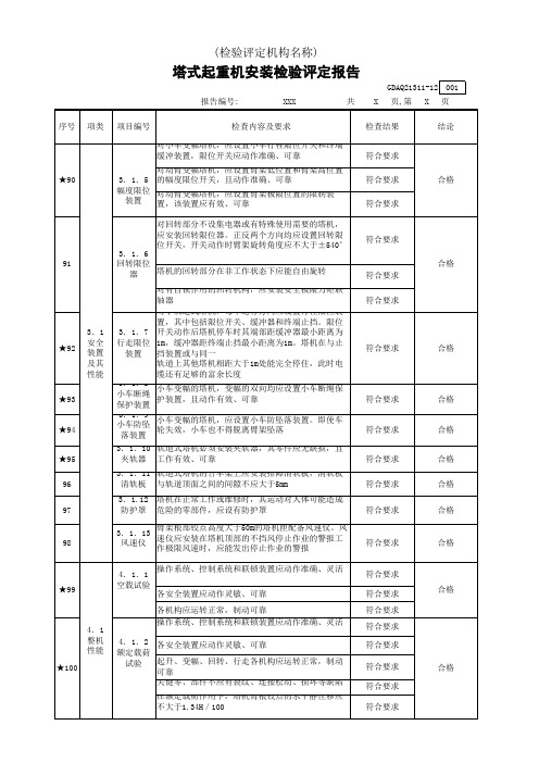 广东省建筑工程塔式起重机安装检验评定报告GDAQ21311