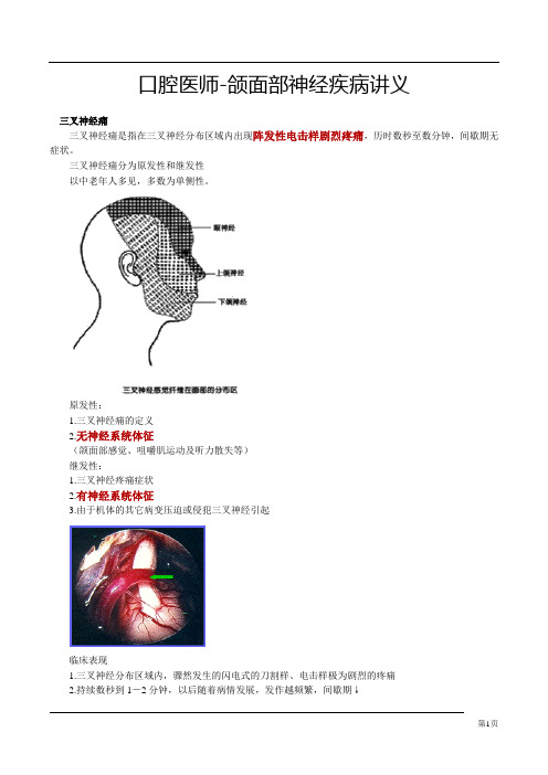 口腔医师-颌面部神经疾病讲义