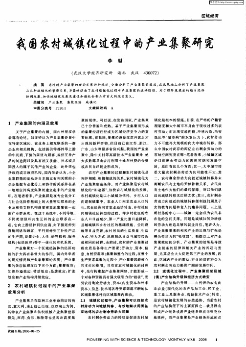 我国农村城镇化过程中的产业集聚研究