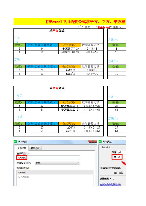 【在excel中用函数公式求平方、立方、平方根、立方根的方法】