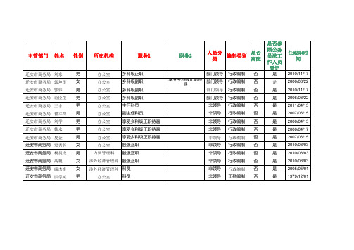 主管部门人员模板(例子)