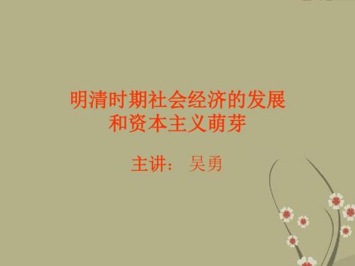 明清社会经济的发展和资本主义萌芽ppt