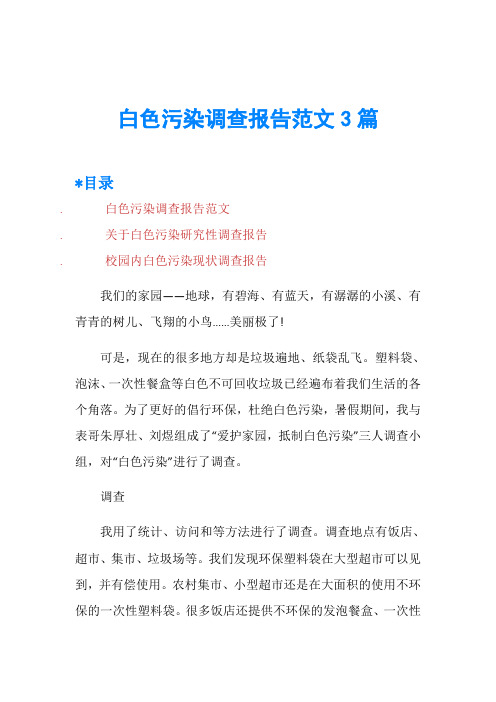 白色污染调查报告范文3篇