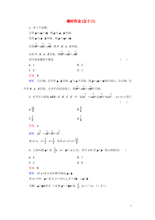 高考数学总复习 第八章 立体几何 课时作业53(含解析)
