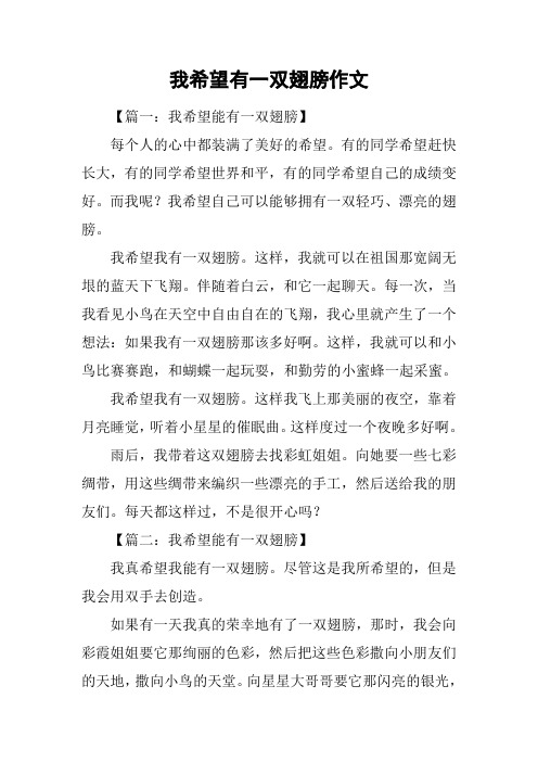 我希望有一双翅膀作文