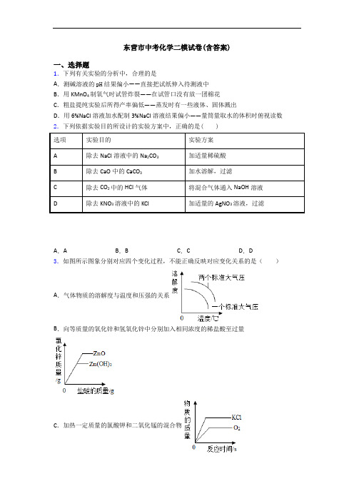 东营市中考化学二模试卷(含答案)