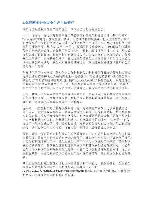 企业主体责任承诺书