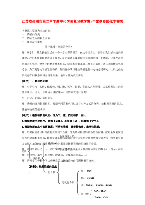 江苏省邳州市第二中学高中化学总复习 丰富多彩的化学物质教学案