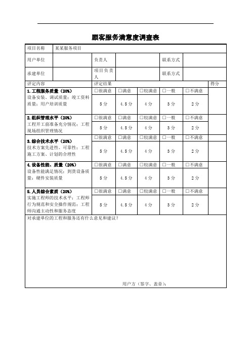 客户服务满意度调查表