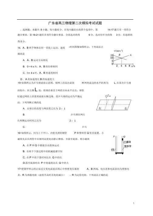 高三物理第二次模拟考试试题(含答案解析)