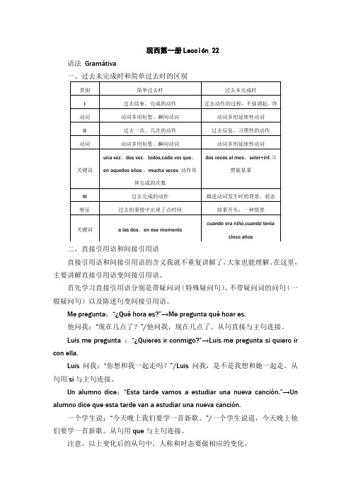 现代西班牙语第一册课文讲解22